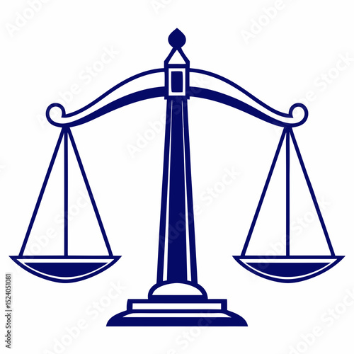 A balanced scale isolated on white background, symbolizing justice and fairness silhouette vector