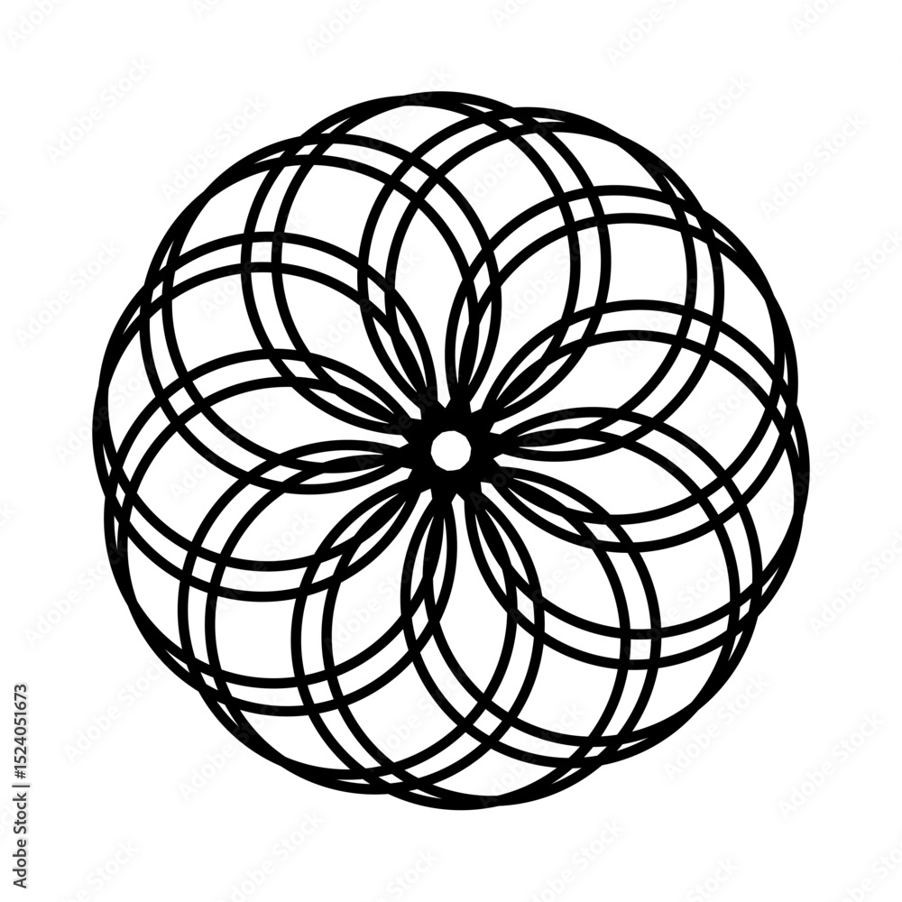 Intricate Black Line Mandala on White Background Intricate Black Line Mandala on White Background