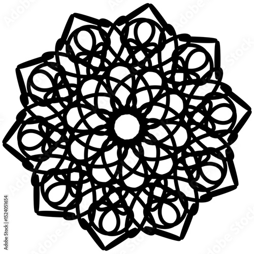 Intricate Black Mandala on Turquoise