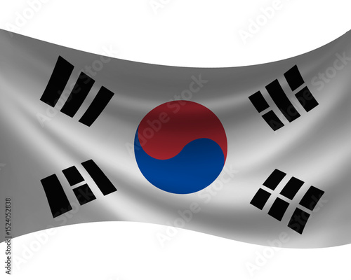 3d illustration of the south korea flag unfurled