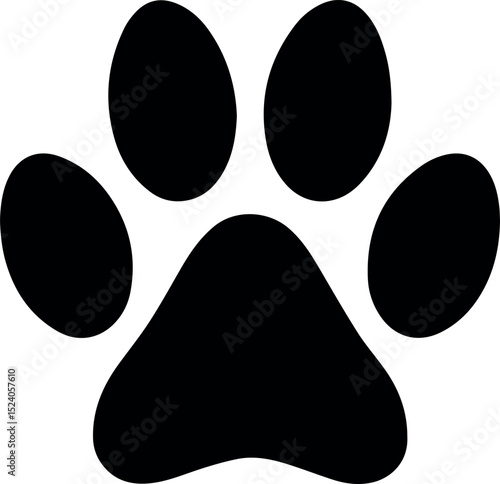 Simple black and white dog paw print graphic design illustration pet icon cute foot logo image puppy track