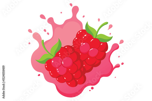 raspberries-in-juice-splash-isolated-on-a-white-an.eps