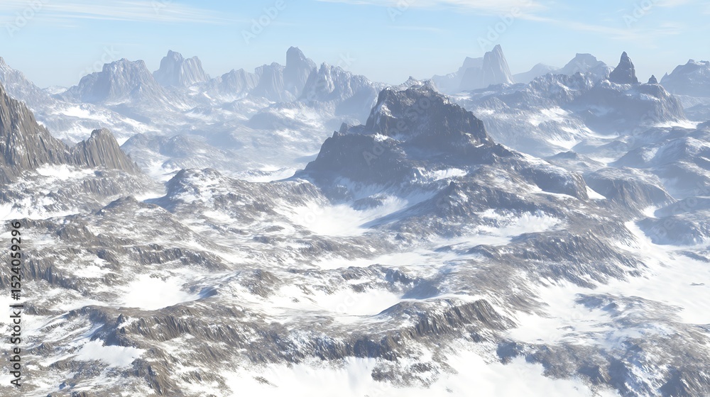 Obraz premium Snowy mountain range under a light sky