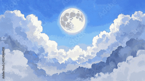 Celestial Sphere full moon isolated watercolor vector illustration svg