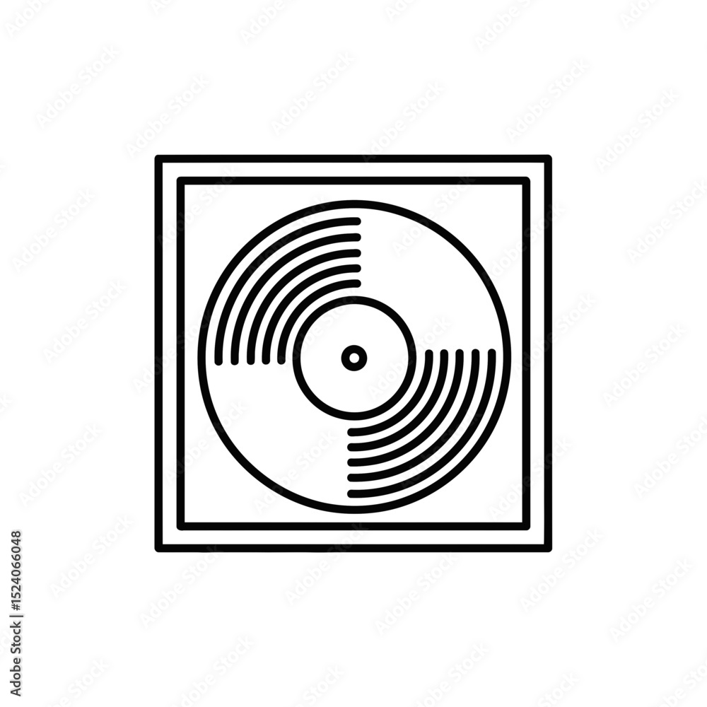 Vinyl record icon in a minimalist style representing music and... Vinyl record icon in a minimalist style representing music and...