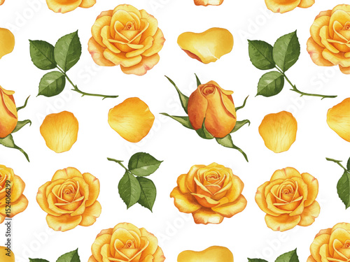 Vector watercolor yellow rose / 水彩テイストの黄色いバラ
