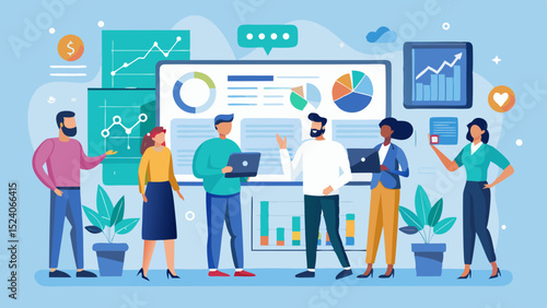 Wallpaper Mural Business team analyzing data with charts and graphs on screen Torontodigital.ca