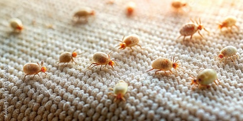 Tiny dust mites in bed on a sofa , tiny creatures, fungal growth,  tiny creatures,fungal growth