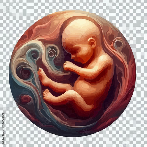 a comfortable baby in its mother's womb 58