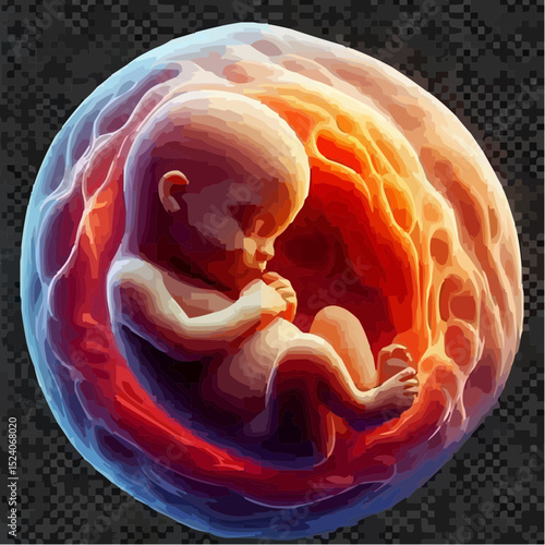 a comfortable baby in its mother's womb 56
