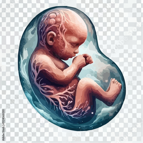 a comfortable baby in its mother's womb 56