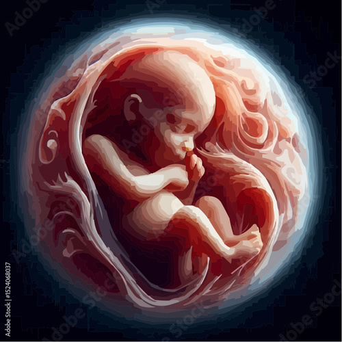 a comfortable baby in its mother's womb 55