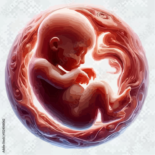 a comfortable baby in its mother's womb 53