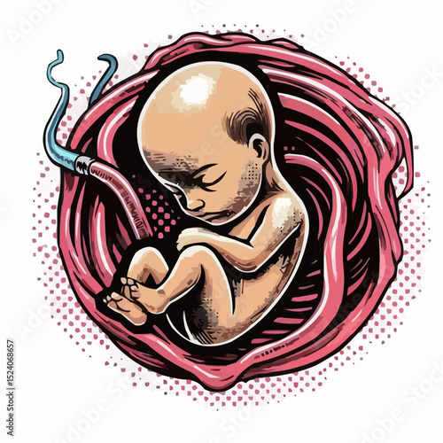 
digital art showing a fetus in the womb 89