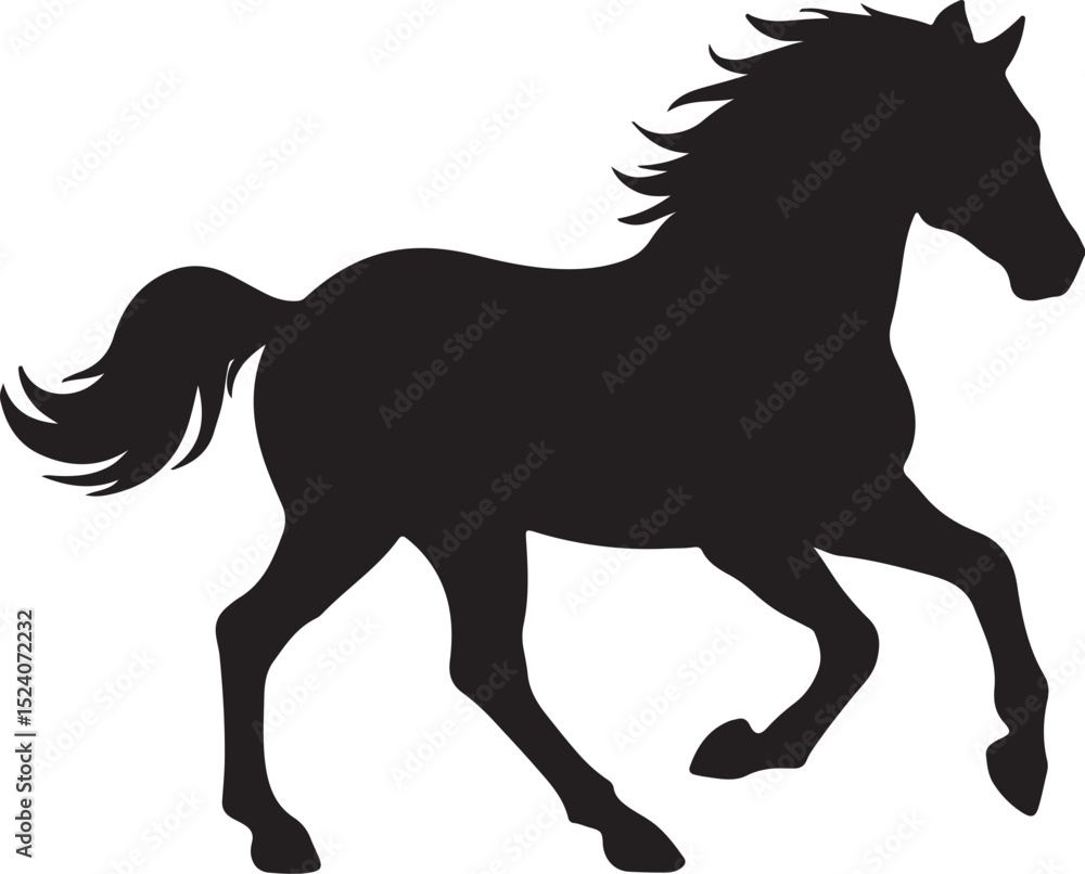 Obraz premium Running horse black silhouette vector illustration isolated on white