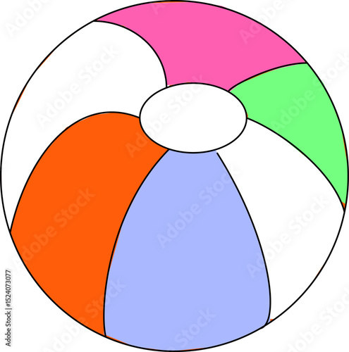 Colorful Beach Ball Vector Illustration – Fun Summer Inflatable Toy Icon for Kids, Vacation, Party, and Beach Design Projects