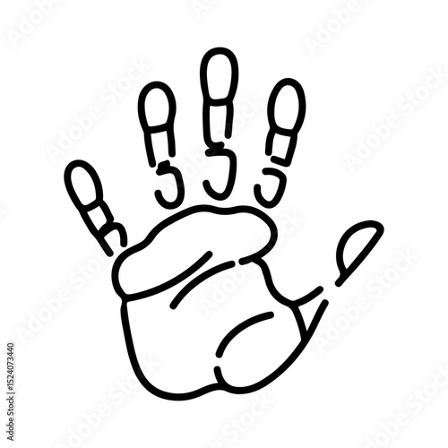 Line icon of celebrity handprint. Symbol of fame, legacy, cultural tribute, and lasting recognition