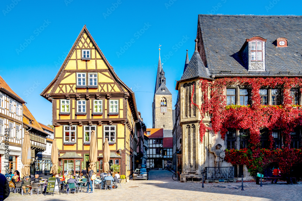 Obraz premium Markt, Quedlinburg, Sachsen Anhalt, Deutschland 