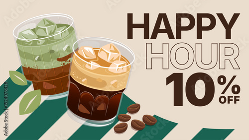 coffee and chocolate matcha, cafe shop, background and banner template design,  food and drink concept, poster and promotion, vector illustration