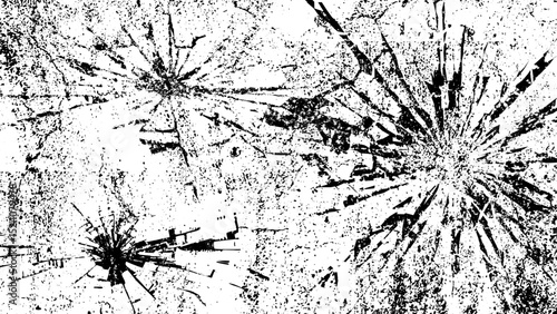 割れたガラス風の白黒グランジ背景
