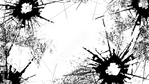 割れたガラス風の白黒グランジ背景
