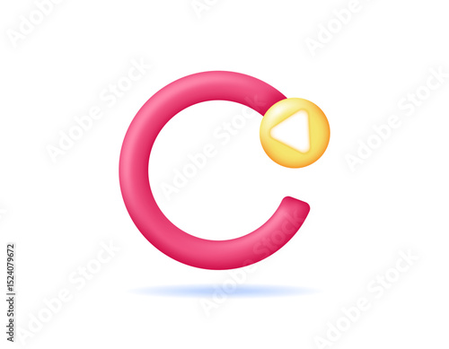 concept of rotation, rotating, refreshing, repeating, replaying, reloading. looping, auto, and synchronization. illustration of an arrow rotating or circling. symbol or icon. minimalist 3d style