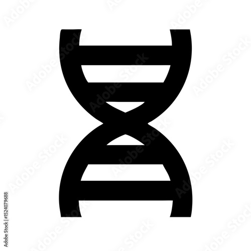 Black DNA helix icon flat vector representing biology and molecular research