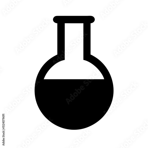Black flask icon flat vector science beaker for chemical experiments