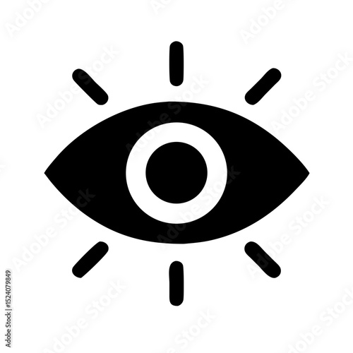 Black spiritual eye icon minimal awareness and vision vector symbol