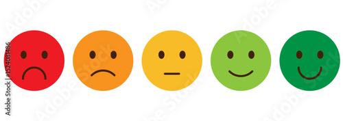 feedback emoji icon in different colour with progress bar, happy to sad emotions icons, customer feedback icon. review with star bar and dot bar., vector, icon
