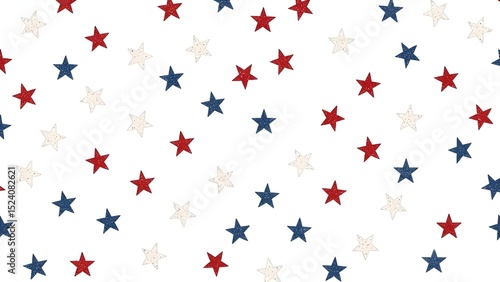 Continuous Patriotic Star Design in Red, White, and Blue