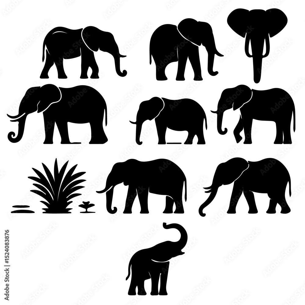 Fototapeta premium set of Elephant silhouette, Elephant silhouette