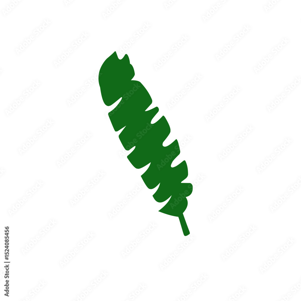 Naklejka premium A collection of green tropical leaves in various shapes and sizes, including monstera, palm, and fern leaves, arranged in a seamless pattern on a white background.