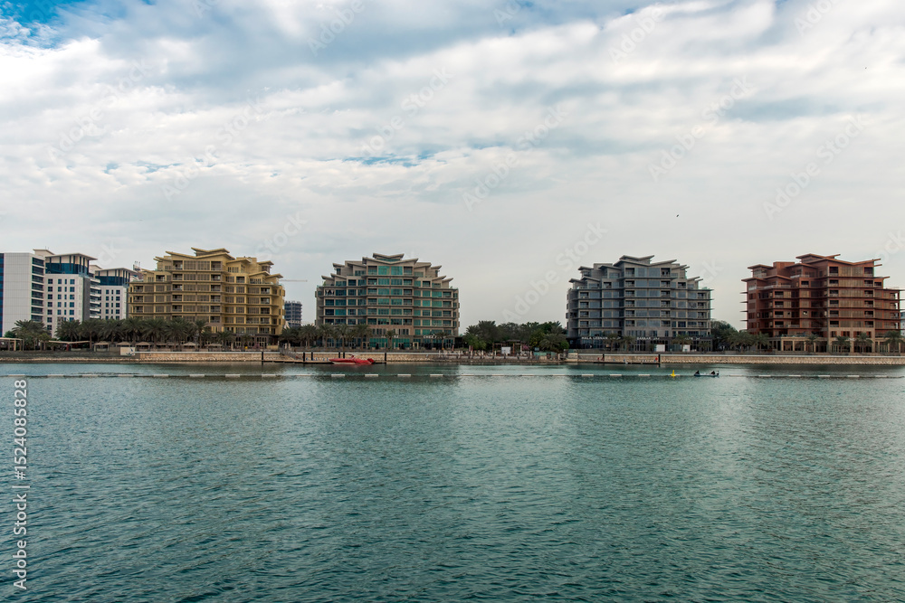 Fototapeta premium Bahrain Financial Harbor, Harbor Towers, Bahrain Skyline view sunset sunrise