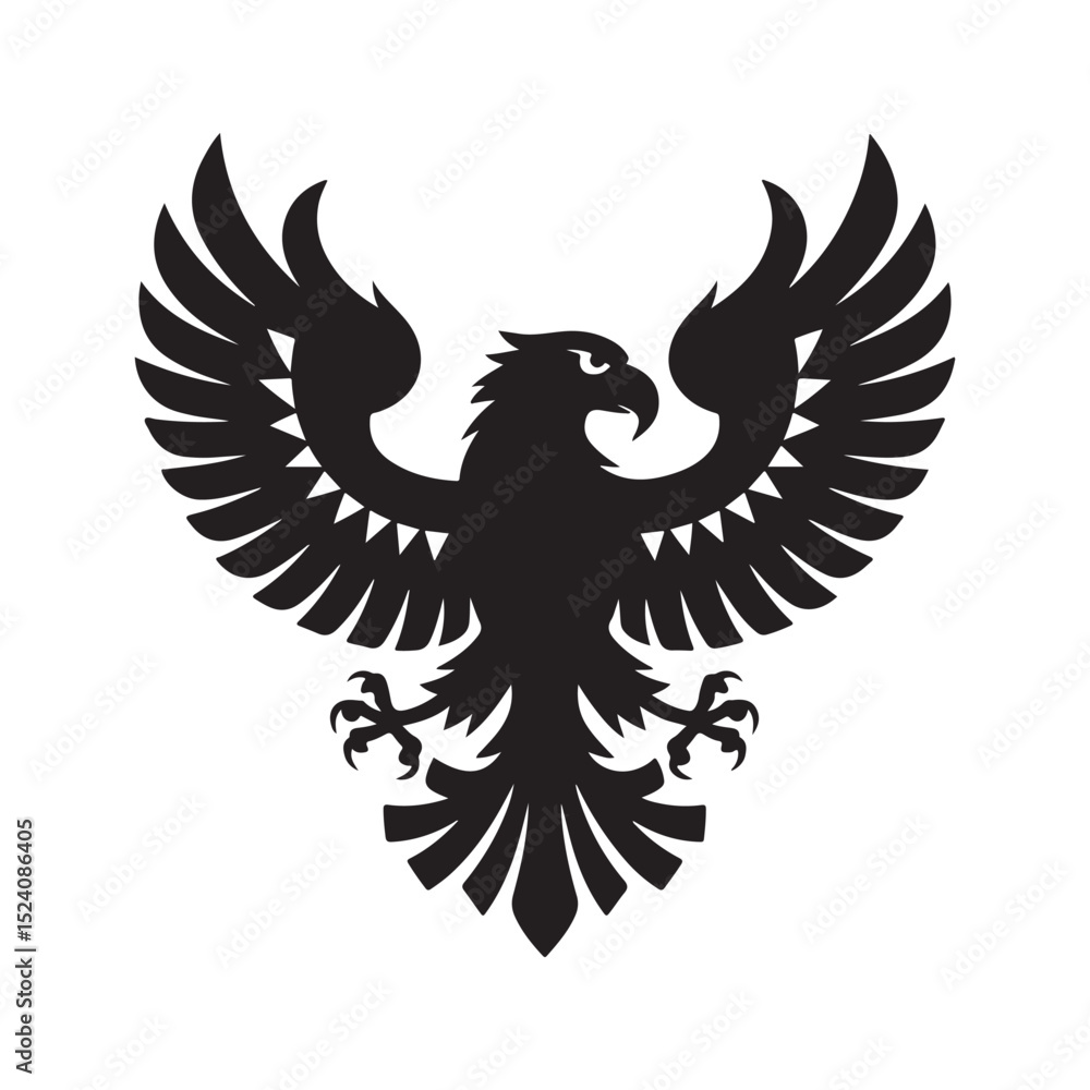 Obraz premium Majestic Black Eagle Emblem Design for Heraldry and Powerful Symbol