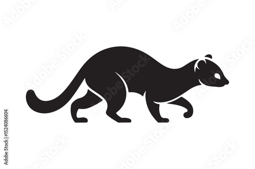 Sleek Marten Silhouette: Detailed Vector Illustration for Woodland Wildlife and Forest Animals
