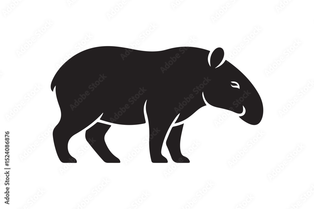 Fototapeta premium Tapir Silhouette Vector Illustration | Forest Animal Icon