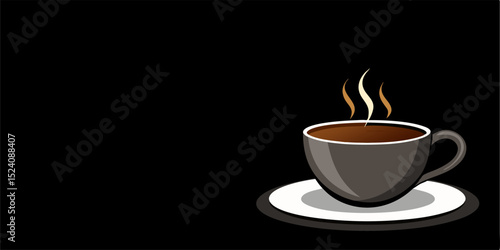 Illustration of a red or reddish orange coffee cup with a cartoon character. This image is very cheerful and inviting, depicting a lively and happy cup of coffee, as if ready to brighten up the day.