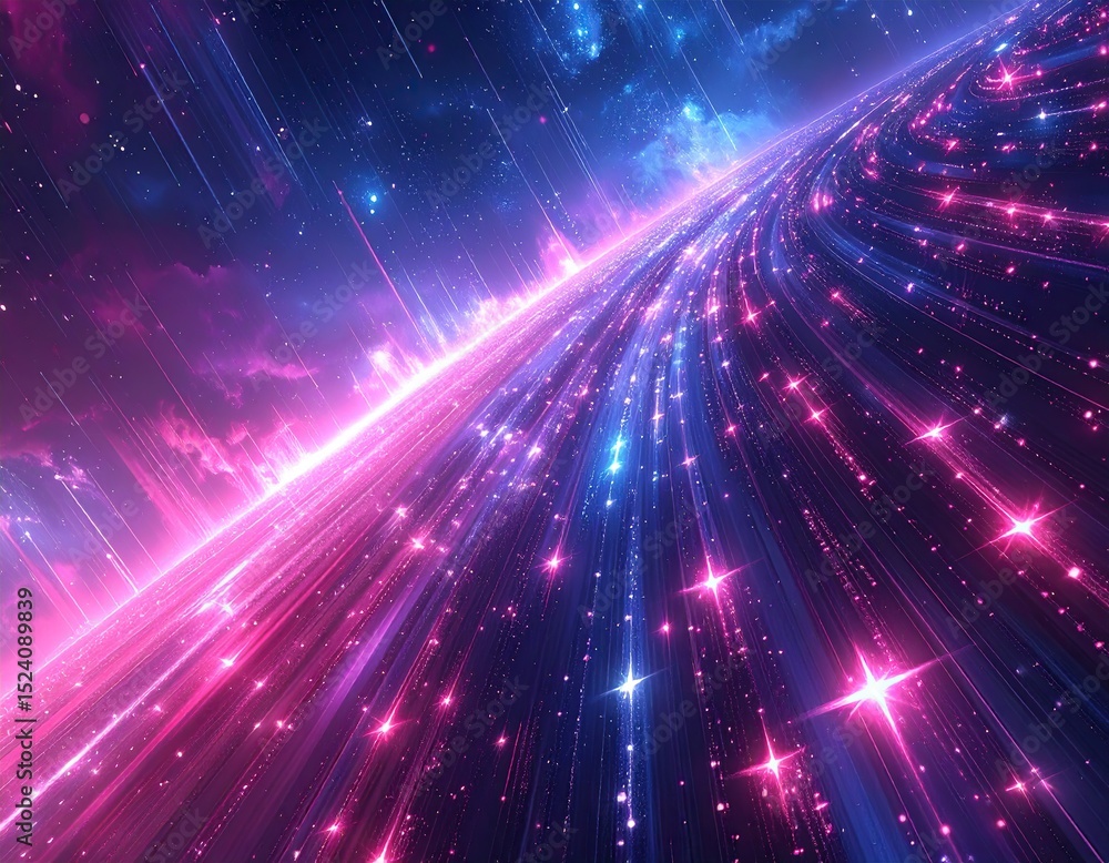 Fototapeta premium Abstract cosmic highway with vibrant streaks and sparkling lights
