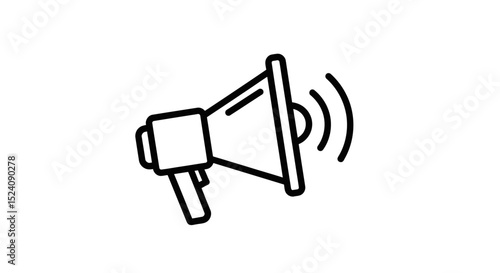 Line Art Illustration of a Megaphone with Sound Waves