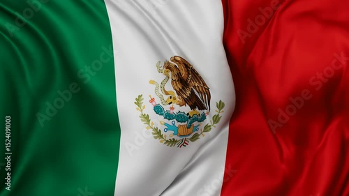 Mexico or United Mexican States flag swaying in the wind, endless cycled loop video background