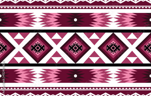 Ethnic Geometric Design.Ethnic Pattern in tribal, folk embroidery abstract art colorful. ornament print. Ethnic Geometric Design for wallpaper,carpet, clothing, fashion, fabric.	