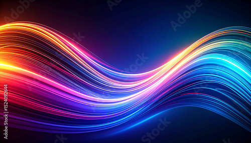 Vibrant Light Trail: A captivating display of dynamic light trails flowing gracefully against a dark backdrop, an explosion of brilliant hues that embodies energy and technological advancement.