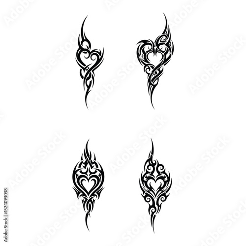 Intricate Tribal Heart Tattoo Collection