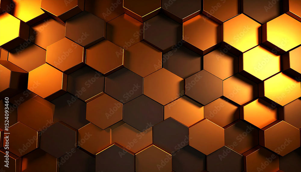 Golden Honeycomb Tiles: A mesmerising mosaic of golden and black honeycomb tiles, artfully arranged to create a textured geometric background, evoking a sense of warmth and modern sophistication. Golden Honeycomb Tiles: A mesmerising mosaic of golden and black honeycomb tiles, artfully arranged to create a textured geometric background, evoking a sense of warmth and modern sophistication.