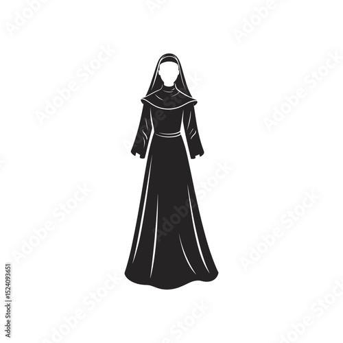 Nun Silhouette Vector Illustration