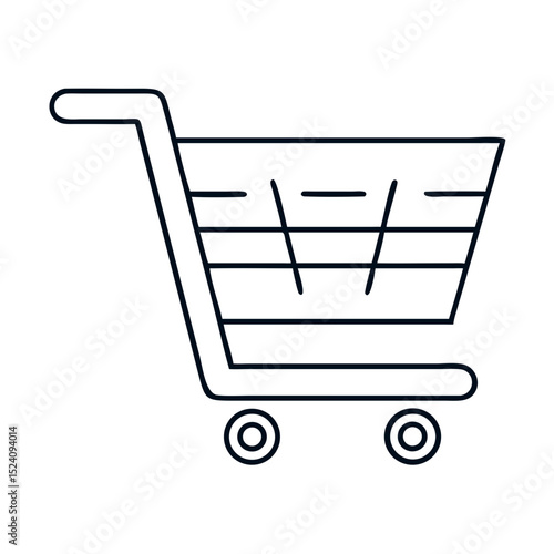 Shopping cart icon design. Simple shopping cart illustration perfect for online store website. This clean shopping cart graphic is ideal for e-commerce projects and housewarming gifts.