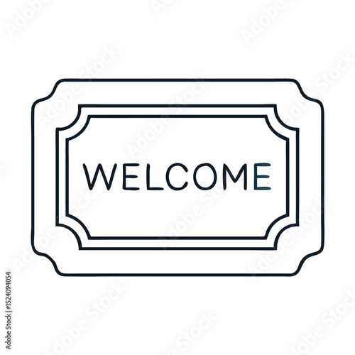 Stylish welcome mat with elegant frame and welcome text. Home decor element perfect for entrance, hallway, or porch.  High-quality welcome mat design ideal for online shops and housewarming gifts.