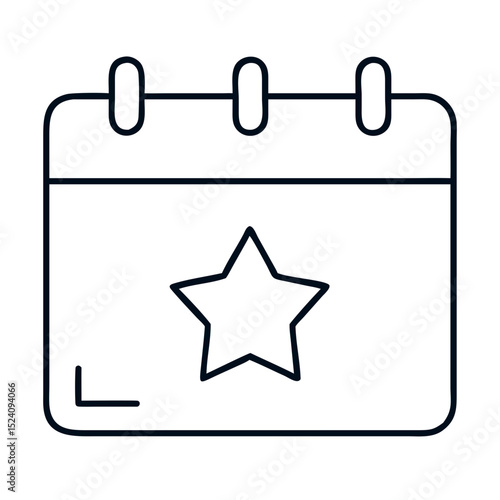 Simple wall calendar design with star icon.  Calendar illustration features a minimalist star symbol.  Perfect calendar design for housewarming gifts or e-commerce websites.