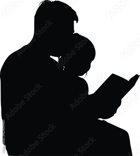 Father Reading to Child Silhouette - Warm Bonding Scene